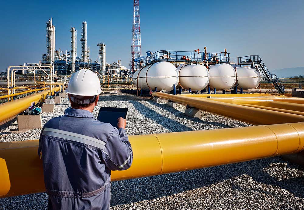 Petroleum and Fuel System engineer reviewing project